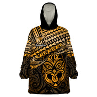 Matariki New Zealand Wearable Blanket Hoodie Maori New Year Tiki Gold Version LT14 One Size Gold - Polynesian Pride