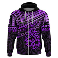 Matariki New Zealand Hoodie Maori New Year Tiki Purple Version LT14 Zip Hoodie Purple - Polynesian Pride