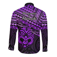 Matariki New Zealand Long Sleeve Button Shirt Maori New Year Tiki Purple Version LT14 - Polynesian Pride