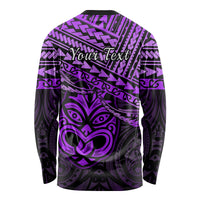 Personalised Matariki New Zealand Long Sleeve Shirt Maori New Year Tiki Purple Version LT14 - Polynesian Pride