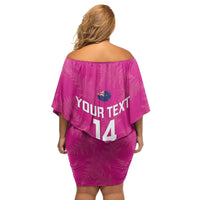 Custom New Zealand Silver Fern Rugby Family Matching Off Shoulder Short Dress and Hawaiian Shirt Go Aotearoa - Pink Version