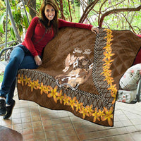 Personalised Tonga Language Week Quilt Malo e Lelei Tongan Ngatu Pattern - Brown