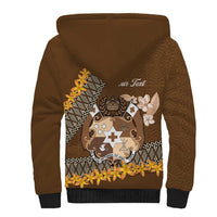Personalised Tonga Language Week Sherpa Hoodie Malo e Lelei Tongan Ngatu Pattern - Brown LT14 - Polynesian Pride