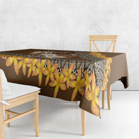 Personalised Tonga Language Week Tablecloth Malo e Lelei Tongan Ngatu Pattern - Brown