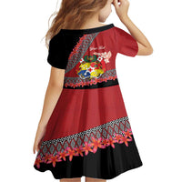 Personalised Tonga Language Week Family Matching Off Shoulder Maxi Dress and Hawaiian Shirt Malo e Lelei Tongan Ngatu Pattern - Red LT14 - Polynesian Pride