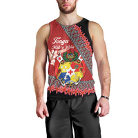 Personalised Tonga Language Week Men Tank Top Malo e Lelei Tongan Ngatu Pattern - Red