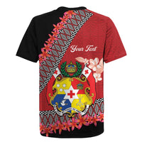 Personalised Tonga Language Week Rugby Jersey Malo e Lelei Tongan Ngatu Pattern - Red