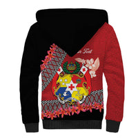 Personalised Tonga Language Week Sherpa Hoodie Malo e Lelei Tongan Ngatu Pattern - Red LT14 - Polynesian Pride