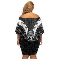 Kia Kaha Te Reo Maori Family Matching Off Shoulder Short Dress and Hawaiian Shirt Aotearoa Hei Tiki With Hongi LT14 - Polynesian Pride