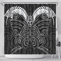 Kia Kaha Te Reo Maori Shower Curtain Aotearoa Hei Tiki With Hongi LT14 - Polynesian Pride