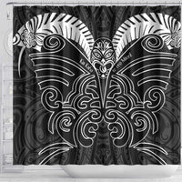 Kia Kaha Te Reo Maori Shower Curtain Aotearoa Hei Tiki With Hongi LT14 - Polynesian Pride