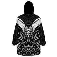 Kia Kaha Te Reo Maori Wearable Blanket Hoodie Aotearoa Hei Tiki With Hongi LT14 - Polynesian Pride