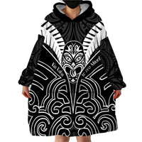 Kia Kaha Te Reo Maori Wearable Blanket Hoodie Aotearoa Hei Tiki With Hongi LT14 - Polynesian Pride