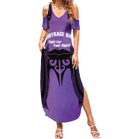 Personalised New Zealand Suffrage Day Family Matching Summer Maxi Dress and Hawaiian Shirt Maori Tattoo Galaxy Vibe LT14 Mom's Dress Purple - Polynesian Pride
