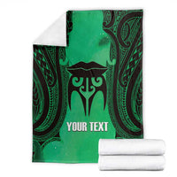 Personalised Moko Kauae New Zealand Blanket Maori Chin Tattoo Green - Polynesian Pride