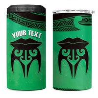 Personalised Moko Kauae New Zealand 4 in 1 Can Cooler Tumbler Maori Chin Tattoo Green LT14 One Size: 16 oz Green - Polynesian Pride