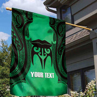 Personalised Moko Kauae New Zealand Garden Flag Maori Chin Tattoo Green LT14 - Polynesian Pride