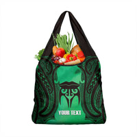 Personalised Moko Kauae New Zealand Grocery Bag Maori Chin Tattoo Green LT14 1-pack One Size Green - Polynesian Pride