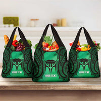 Personalised Moko Kauae New Zealand Grocery Bag Maori Chin Tattoo Green LT14 3-pack One Size Green - Polynesian Pride