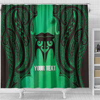 Personalised Moko Kauae New Zealand Shower Curtain Maori Chin Tattoo Green LT14 - Polynesian Pride