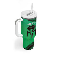 Personalised Moko Kauae New Zealand Tumbler With Handle Maori Chin Tattoo Green LT14 - Polynesian Pride