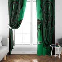 Personalised Moko Kauae New Zealand Window Curtain Maori Chin Tattoo Green - Polynesian Pride