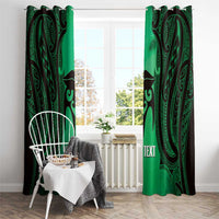 Personalised Moko Kauae New Zealand Window Curtain Maori Chin Tattoo Green - Polynesian Pride