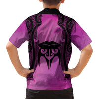 Personalised Moko Kauae New Zealand Family Matching Summer Maxi Dress and Hawaiian Shirt Maori Chin Tattoo Pink LT14 - Polynesian Pride