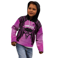 Personalised Moko Kauae New Zealand Kid Hoodie Maori Chin Tattoo Pink - Polynesian Pride