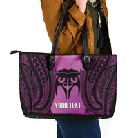 Personalised Moko Kauae New Zealand Leather Tote Bag Maori Chin Tattoo Pink LT14 - Polynesian Pride