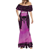 Personalised Moko Kauae New Zealand Mermaid Dress Maori Chin Tattoo Pink - Polynesian Pride