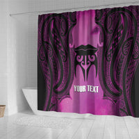 Personalised Moko Kauae New Zealand Shower Curtain Maori Chin Tattoo Pink LT14 - Polynesian Pride