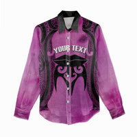 Personalised Moko Kauae New Zealand Women Casual Shirt Maori Chin Tattoo Pink LT14 - Polynesian Pride