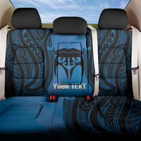 Personalised Moko Kauae New Zealand Back Car Seat Cover Maori Chin Tattoo Blue - Polynesian Pride