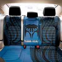 Personalised Moko Kauae New Zealand Back Car Seat Cover Maori Chin Tattoo Blue - Polynesian Pride