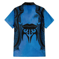 Personalised Moko Kauae New Zealand Family Matching Long Sleeve Bodycon Dress and Hawaiian Shirt Maori Chin Tattoo Blue LT14 - Polynesian Pride