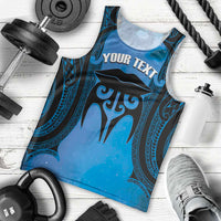 Personalised Moko Kauae New Zealand Men Tank Top Maori Chin Tattoo Blue LT14 - Polynesian Pride
