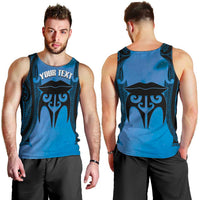 Personalised Moko Kauae New Zealand Men Tank Top Maori Chin Tattoo Blue LT14 - Polynesian Pride