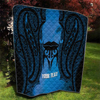 Personalised Moko Kauae New Zealand Quilt Maori Chin Tattoo Blue LT14 - Polynesian Pride