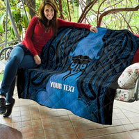 Personalised Moko Kauae New Zealand Quilt Maori Chin Tattoo Blue LT14 - Polynesian Pride