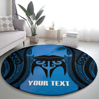 Personalised Moko Kauae New Zealand Round Carpet Maori Chin Tattoo Blue - Polynesian Pride