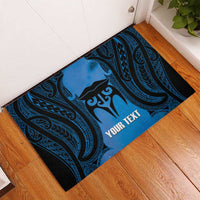 Personalised Moko Kauae New Zealand Rubber Doormat Maori Chin Tattoo Blue LT14 - Polynesian Pride