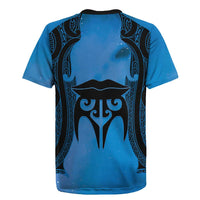 Personalised Moko Kauae New Zealand Rugby Jersey Maori Chin Tattoo Blue - Polynesian Pride