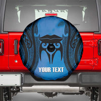 Personalised Moko Kauae New Zealand Spare Tire Cover Maori Chin Tattoo Blue - Polynesian Pride