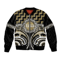 Aotearoa Waikato Tainui Personalised Bomber Jacket Maori Iwi Poutama Puhoro Tattoo LT14 Unisex Old Yellow - Polynesian Pride