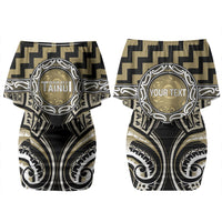 Aotearoa Waikato Tainui Personalised Couples Matching Off Shoulder Short Dress and Hawaiian Shirt Maori Iwi Poutama Puhoro Tattoo LT14 - Polynesian Pride
