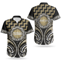 Aotearoa Waikato Tainui Personalised Couples Matching Short Sleeve Bodycon Dress and Hawaiian Shirt Maori Iwi Poutama Puhoro Tattoo LT14 - Polynesian Pride