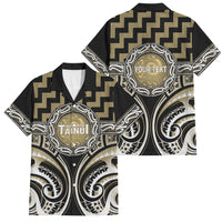 Aotearoa Waikato Tainui Personalised Family Matching Puletasi and Hawaiian Shirt Maori Iwi Poutama Puhoro Tattoo LT14 Dad's Shirt - Short Sleeve Old Yellow - Polynesian Pride