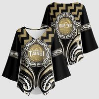 Aotearoa Waikato Tainui Personalised Kimono Sleeve Blouse Maori Iwi Poutama Puhoro Tattoo LT14 - Polynesian Pride