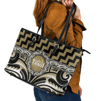 Aotearoa Waikato Tainui Leather Tote Bag Maori Iwi Poutama Puhoro Tattoo LT14 - Polynesian Pride